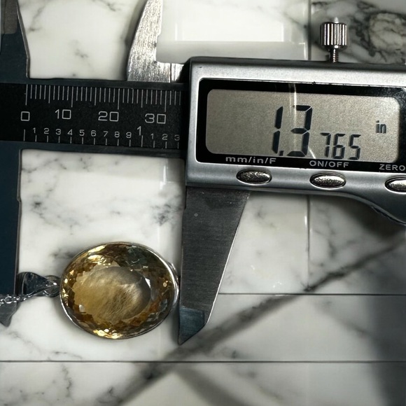 Large Chunky Citrine Sterling Silver Necklace - Picture 6 of 10